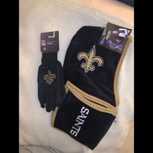 New Orleans Saints fleece hoodie scarf and gloves